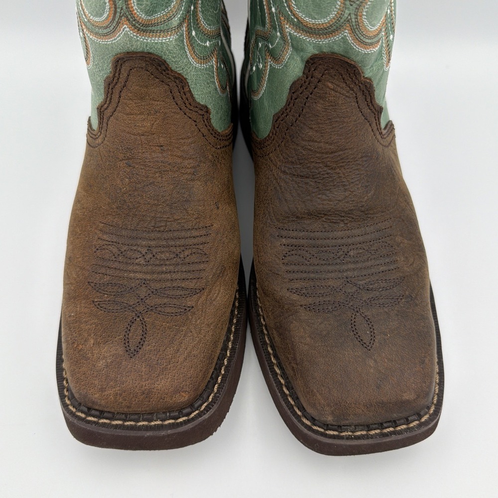 Justin Boots Women 7.5 B Gypsy Green Leather Square Toe Country Equestrian L2904 - Picture 3 of 11